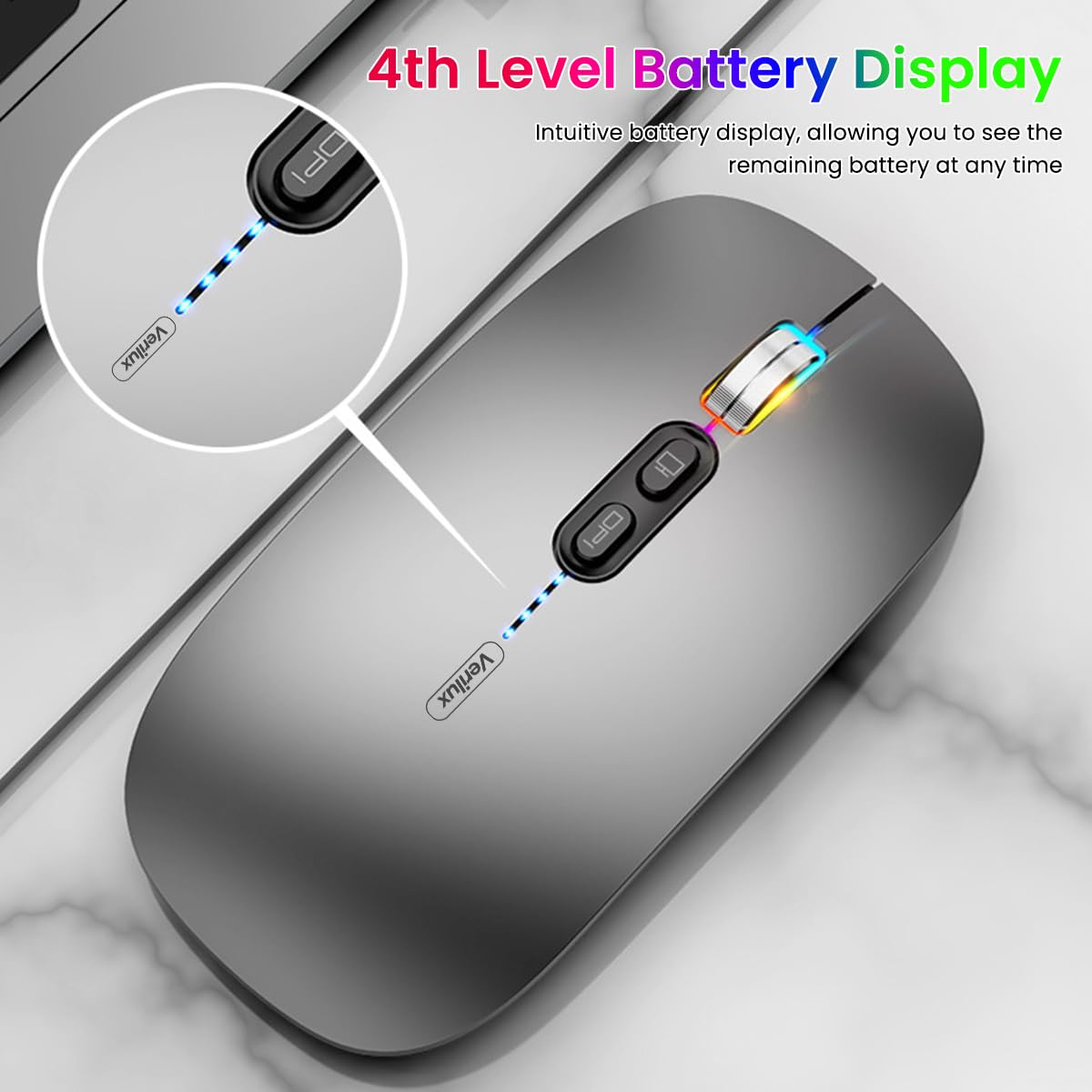 Verilux LED Wireless Mouse, Rechargeable Slim Silent Mouse 2.4G Portable Mobile Optical Office Mouse with USB Receiver, 3 Adjustable DPI for PC, Laptop, Computer, Desktop Verilux LED Wireless Mouse, Rechargeable Slim Silent Mouse 2.4G Portable Mobile Optical Office Mouse with USB Receiver, 3 Adjustable DPI for PC, Laptop, Computer, Desktop